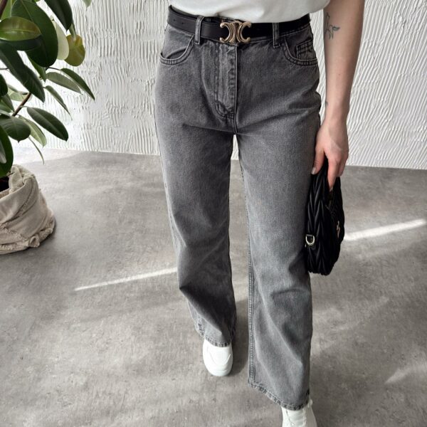 Spodnie szare wysoki stan, prosta nogawka